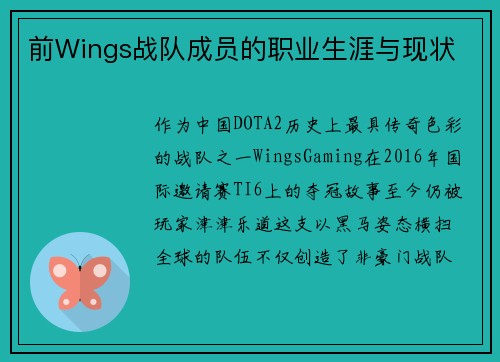 前Wings战队成员的职业生涯与现状